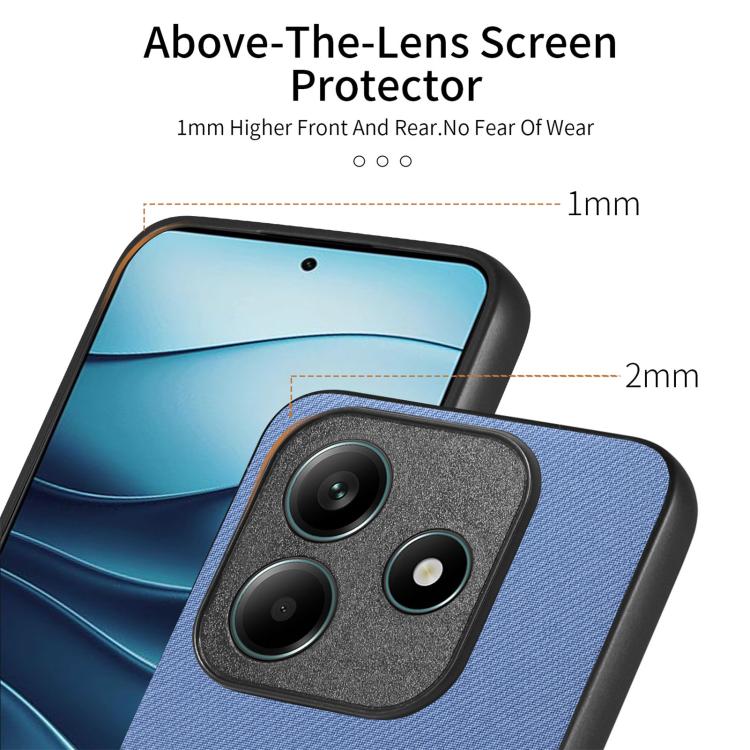 For Redmi Note 14 5G Twill Fabric Leather Skin Back Phone Case