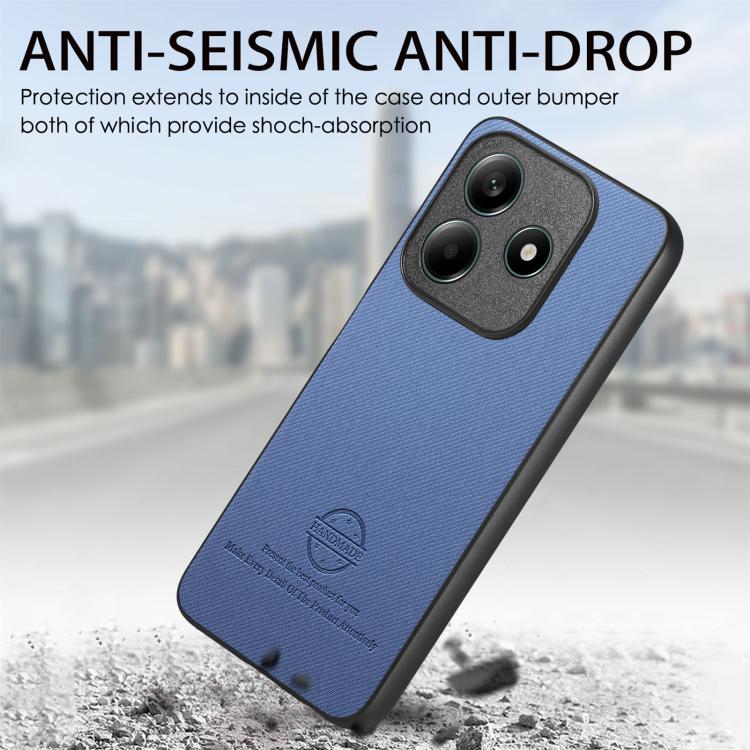 For Redmi Note 14 5G Twill Fabric Leather Skin Back Phone Case
