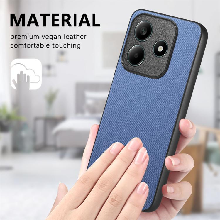 For Redmi Note 14 5G Twill Fabric Leather Skin Back Phone Case