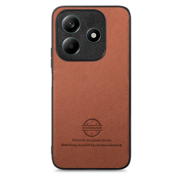 For Redmi Note 14 5G Twill Fabric Leather Skin Back Phone Case