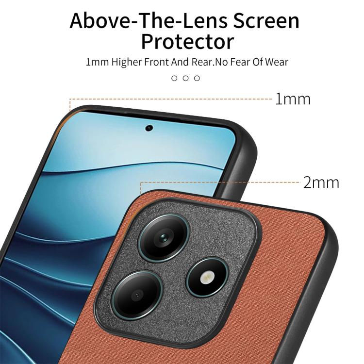 For Redmi Note 14 5G Twill Fabric Leather Skin Back Phone Case