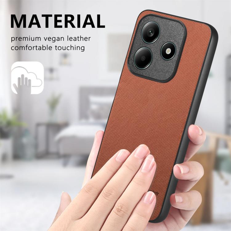 For Redmi Note 14 5G Twill Fabric Leather Skin Back Phone Case
