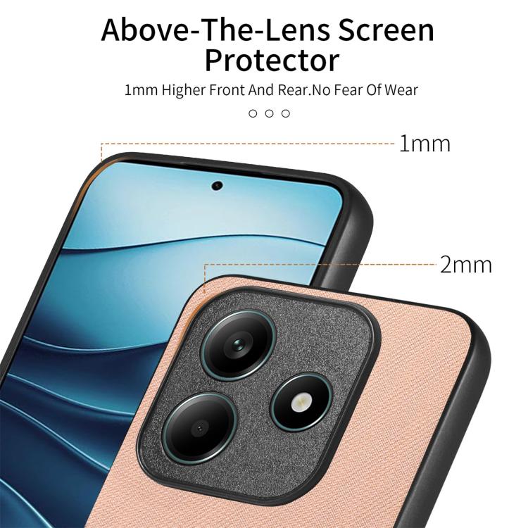 For Redmi Note 14 5G Twill Fabric Leather Skin Back Phone Case