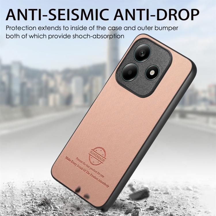 For Redmi Note 14 5G Twill Fabric Leather Skin Back Phone Case