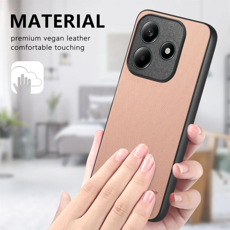 For Redmi Note 14 5G Twill Fabric Leather Skin Back Phone Case