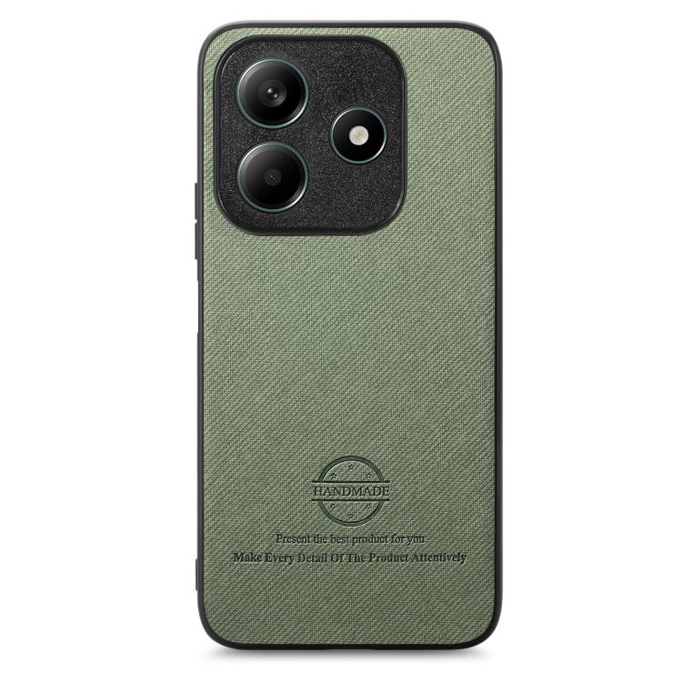 For Redmi Note 14 5G Twill Fabric Leather Skin Back Phone Case