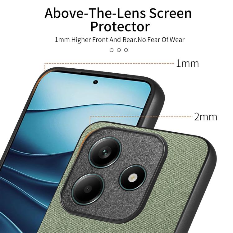 For Redmi Note 14 5G Twill Fabric Leather Skin Back Phone Case