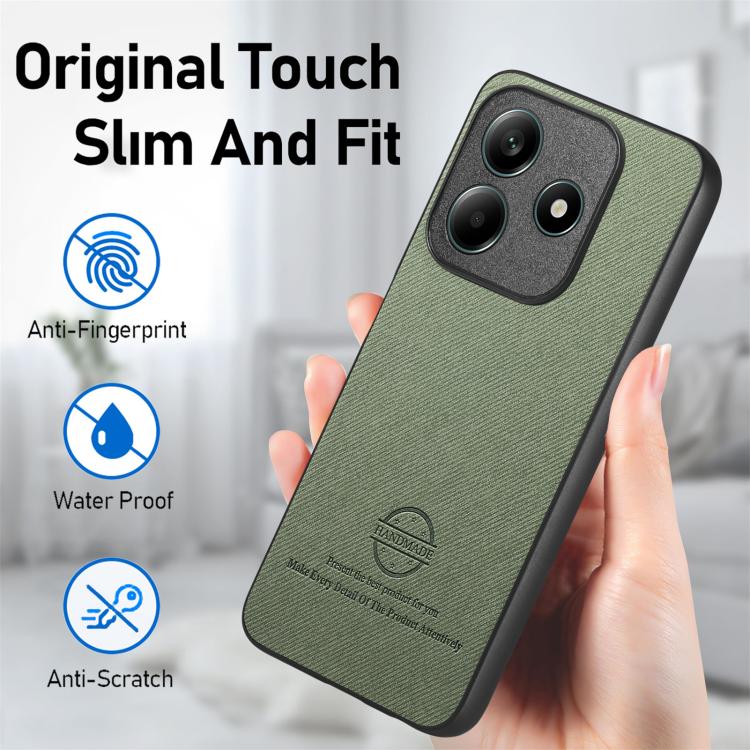 For Redmi Note 14 5G Twill Fabric Leather Skin Back Phone Case