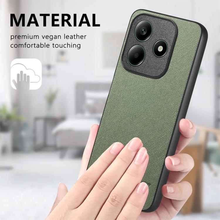 For Redmi Note 14 5G Twill Fabric Leather Skin Back Phone Case