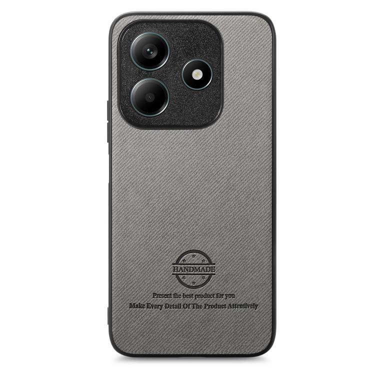 For Redmi Note 14 5G Twill Fabric Leather Skin Back Phone Case