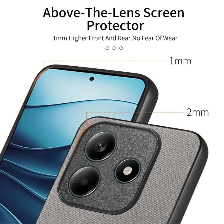 For Redmi Note 14 5G Twill Fabric Leather Skin Back Phone Case