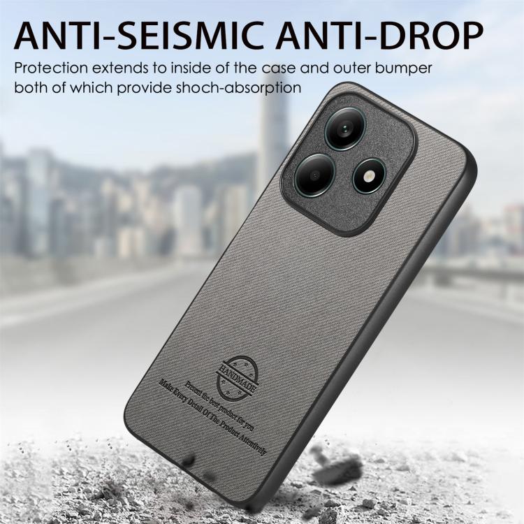 For Redmi Note 14 5G Twill Fabric Leather Skin Back Phone Case