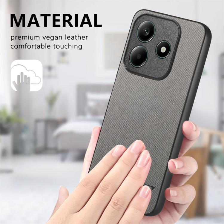 For Redmi Note 14 5G Twill Fabric Leather Skin Back Phone Case