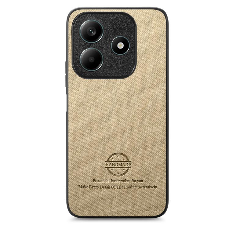 For Redmi Note 14 5G Twill Fabric Leather Skin Back Phone Case