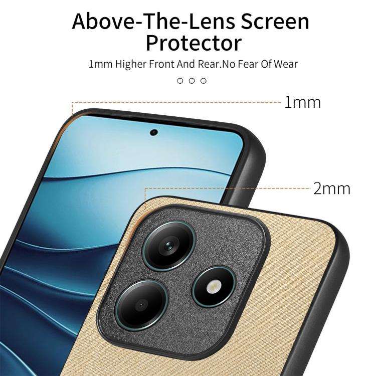 For Redmi Note 14 5G Twill Fabric Leather Skin Back Phone Case