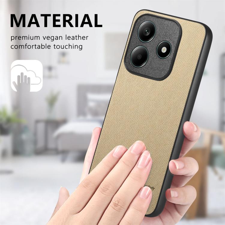 For Redmi Note 14 5G Twill Fabric Leather Skin Back Phone Case