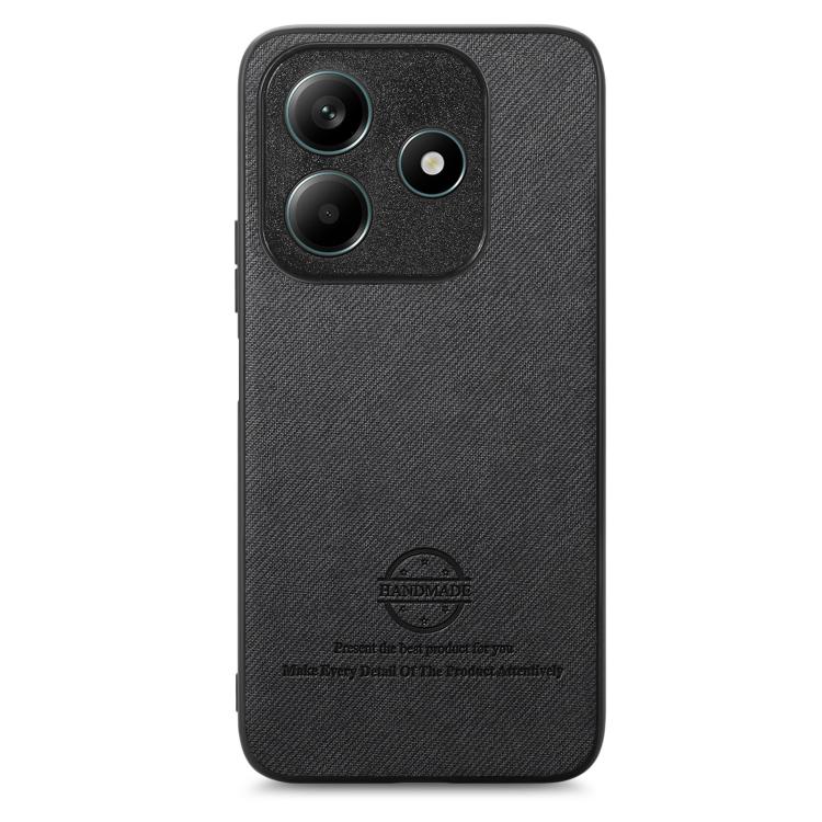 For Redmi Note 14 5G Twill Fabric Leather Skin Back Phone Case