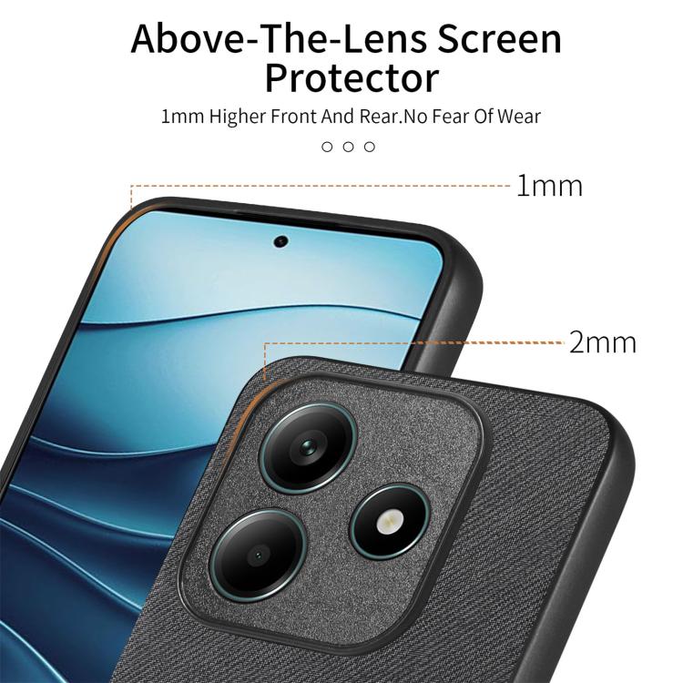 For Redmi Note 14 5G Twill Fabric Leather Skin Back Phone Case