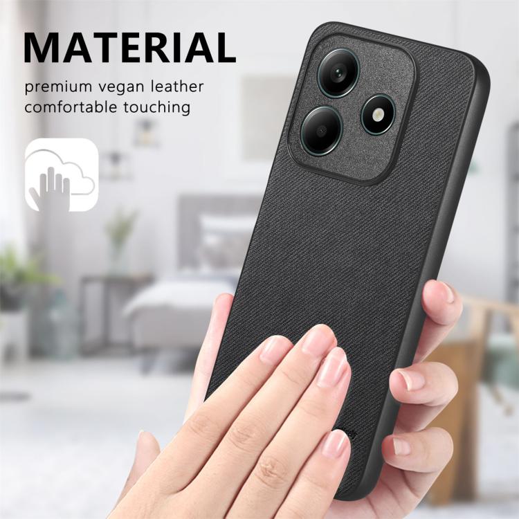 For Redmi Note 14 5G Twill Fabric Leather Skin Back Phone Case