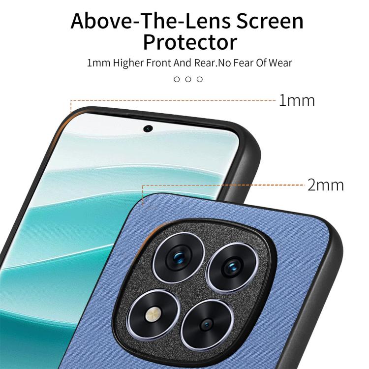 For Redmi Note 14 Pro 5G Twill Fabric Leather Skin Back Phone Case