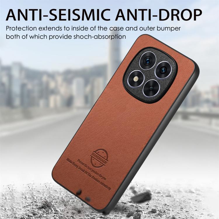 For Redmi Note 14 Pro 5G Twill Fabric Leather Skin Back Phone Case