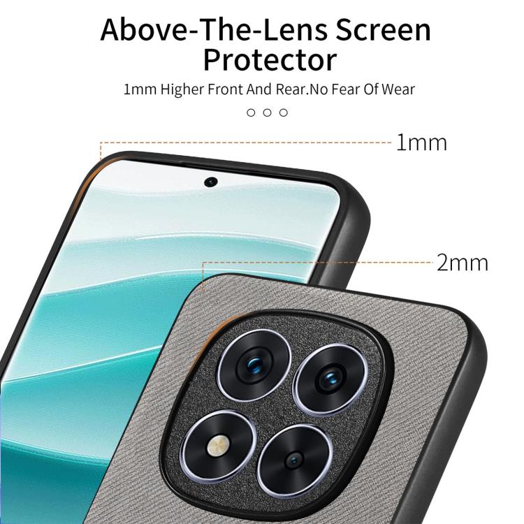 For Redmi Note 14 Pro 5G Twill Fabric Leather Skin Back Phone Case
