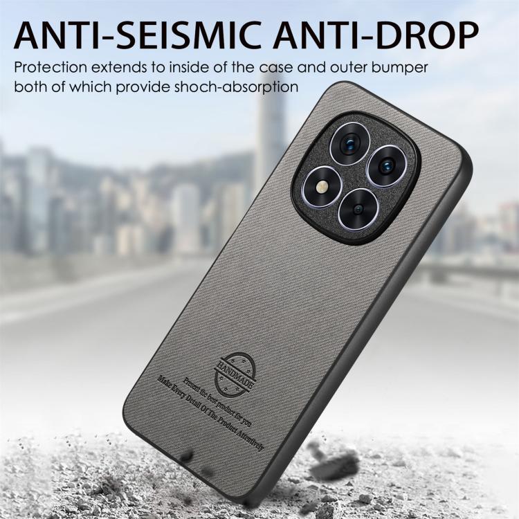 For Redmi Note 14 Pro 5G Twill Fabric Leather Skin Back Phone Case
