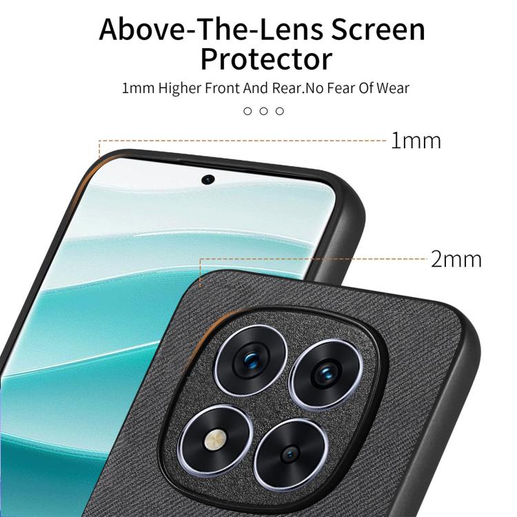 For Redmi Note 14 Pro 5G Twill Fabric Leather Skin Back Phone Case