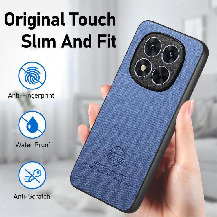 For Redmi Note 14 Pro+ 5G Twill Fabric Leather Skin Back Phone Case