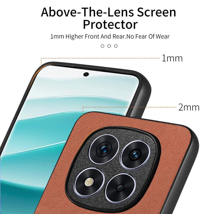 For Redmi Note 14 Pro+ 5G Twill Fabric Leather Skin Back Phone Case