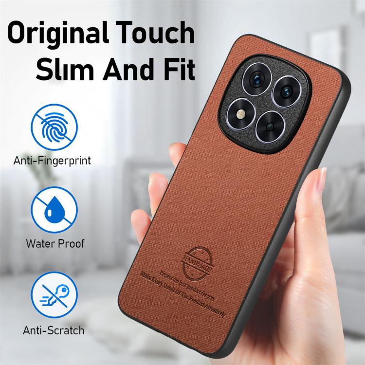 For Redmi Note 14 Pro+ 5G Twill Fabric Leather Skin Back Phone Case