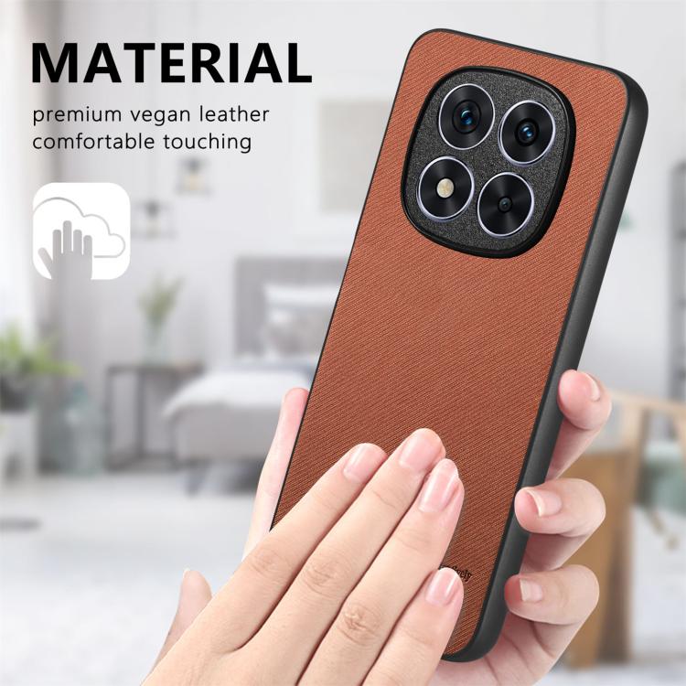 For Redmi Note 14 Pro+ 5G Twill Fabric Leather Skin Back Phone Case
