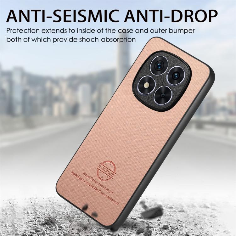 For Redmi Note 14 Pro+ 5G Twill Fabric Leather Skin Back Phone Case