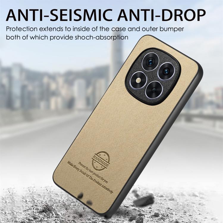 For Redmi Note 14 Pro+ 5G Twill Fabric Leather Skin Back Phone Case