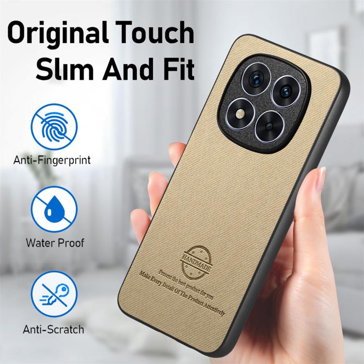 For Redmi Note 14 Pro+ 5G Twill Fabric Leather Skin Back Phone Case