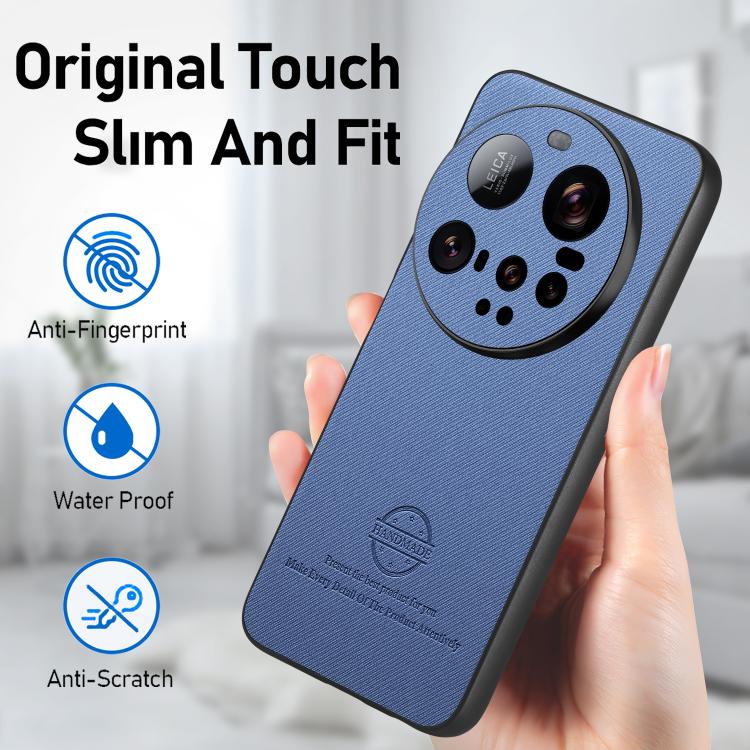 For Xiaomi 15 Ultra Twill Fabric Leather Skin Back Phone Case