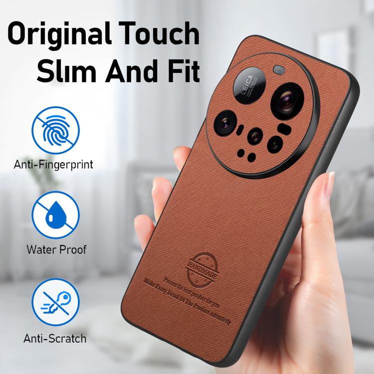 For Xiaomi 15 Ultra Twill Fabric Leather Skin Back Phone Case