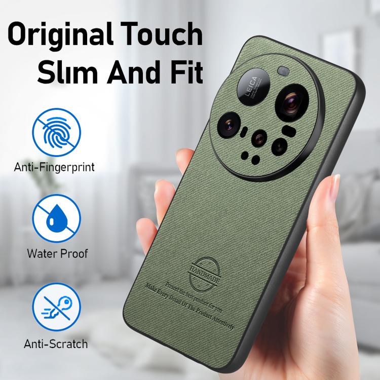 For Xiaomi 15 Ultra Twill Fabric Leather Skin Back Phone Case