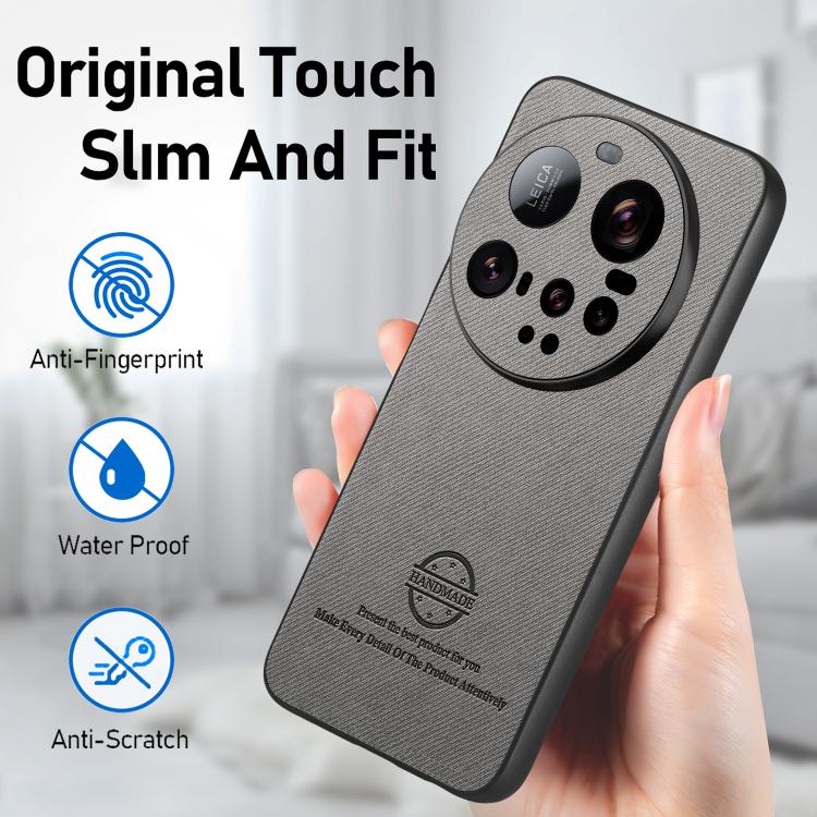 For Xiaomi 15 Ultra Twill Fabric Leather Skin Back Phone Case