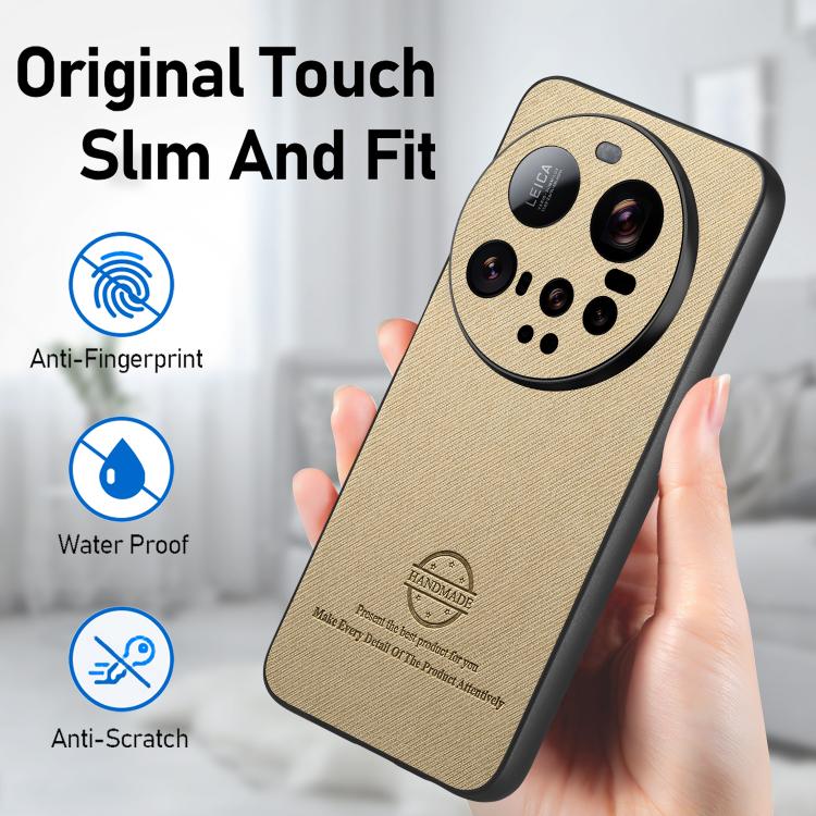 For Xiaomi 15 Ultra Twill Fabric Leather Skin Back Phone Case