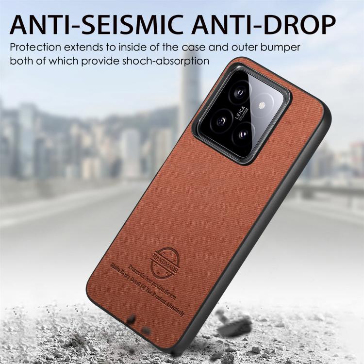 For Xiaomi 14T Twill Fabric Leather Skin Back Phone Case