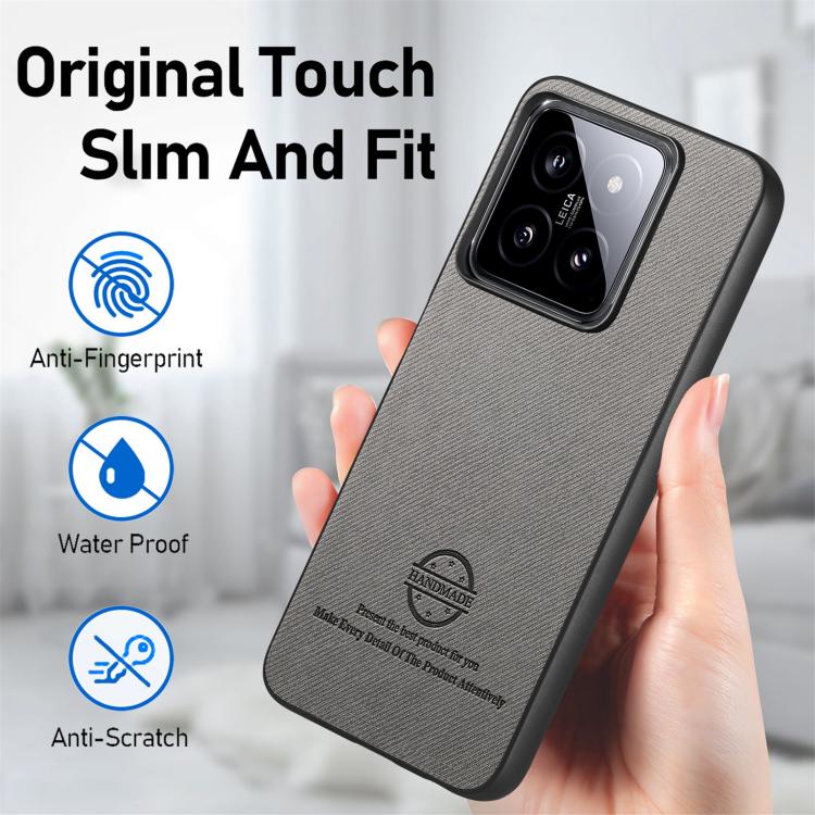 For Xiaomi 14T Twill Fabric Leather Skin Back Phone Case