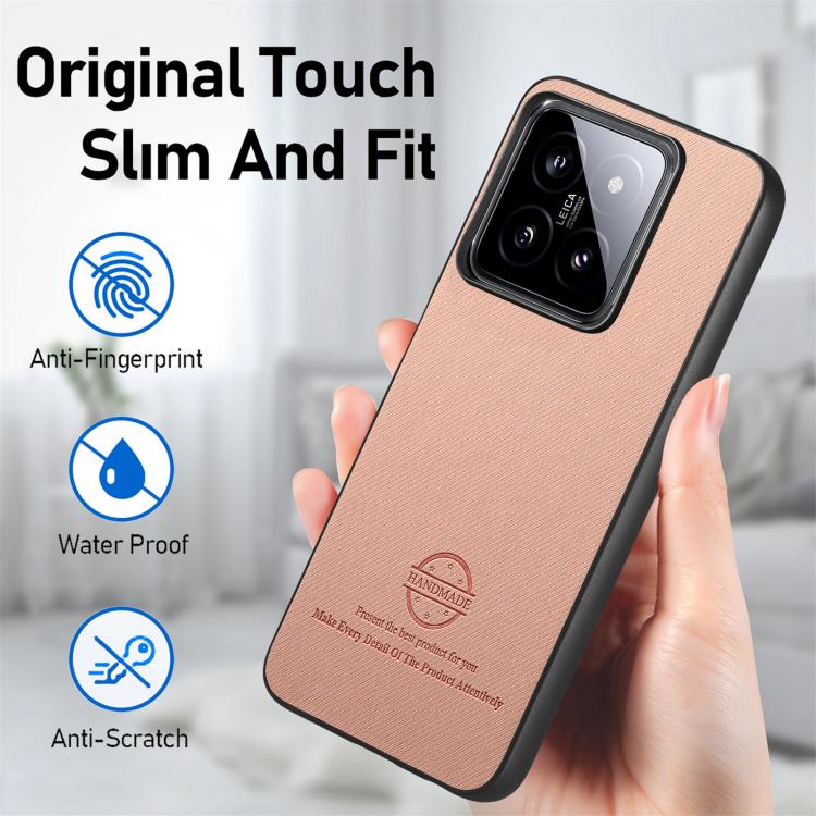For Xiaomi 14T Twill Fabric Leather Skin Back Phone Case
