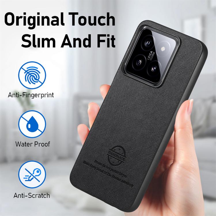 For Xiaomi 14T Twill Fabric Leather Skin Back Phone Case