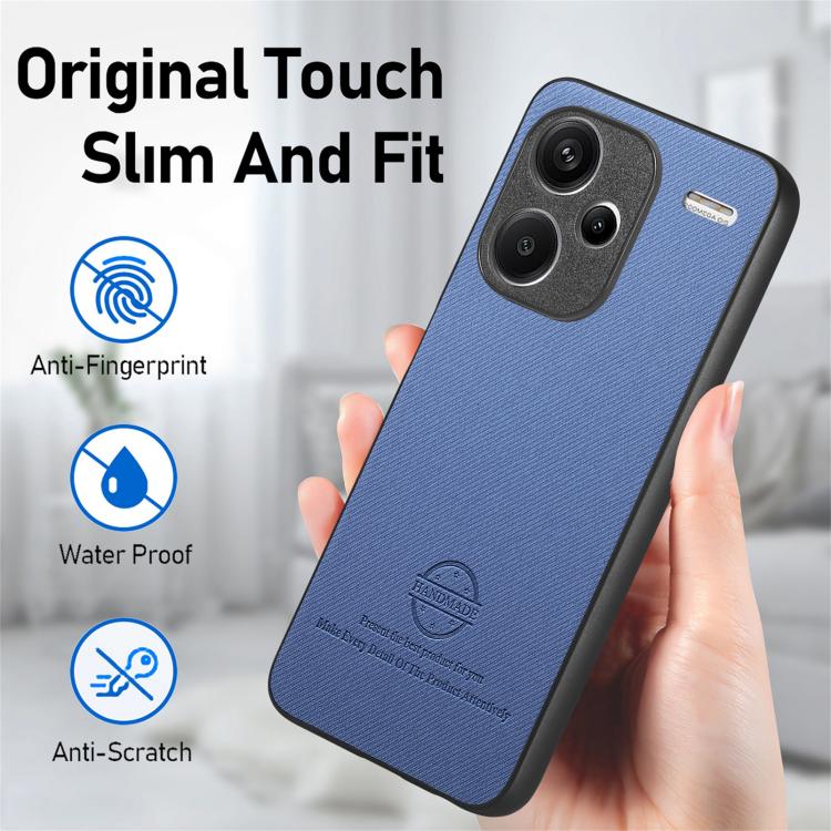 For Redmi Note 13 Pro+ Twill Fabric Leather Skin Back Phone Case