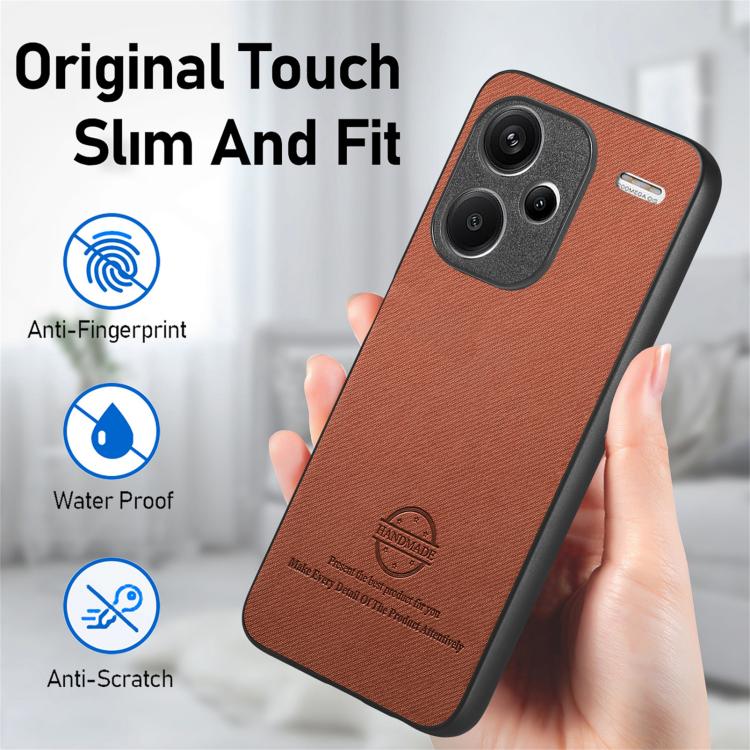 For Redmi Note 13 Pro+ Twill Fabric Leather Skin Back Phone Case