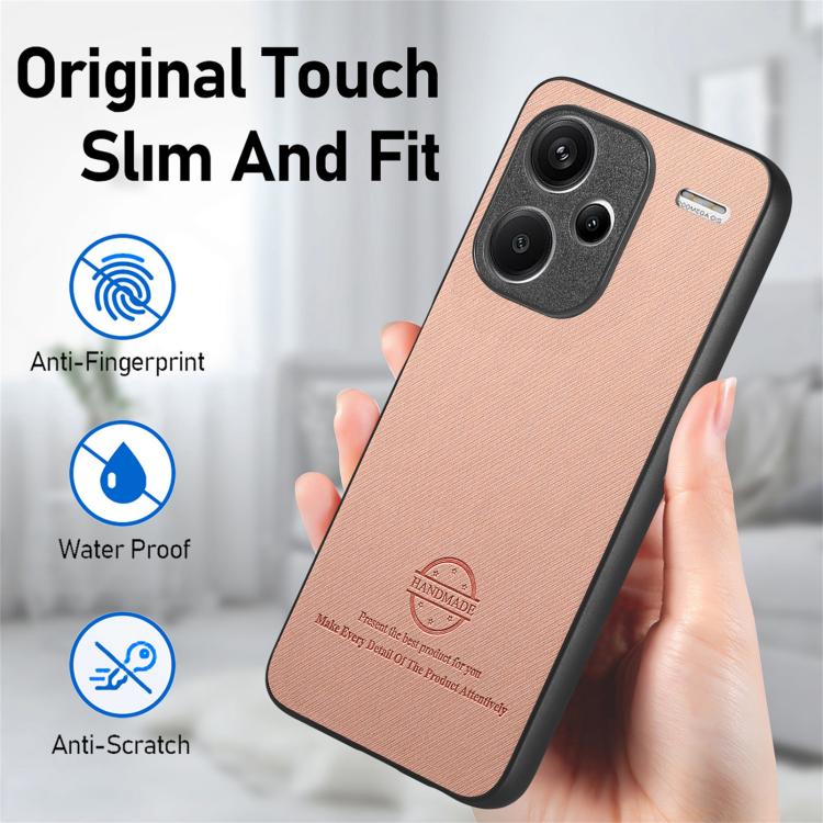 For Redmi Note 13 Pro+ Twill Fabric Leather Skin Back Phone Case