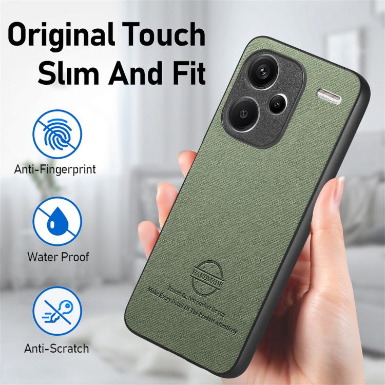 For Redmi Note 13 Pro+ Twill Fabric Leather Skin Back Phone Case