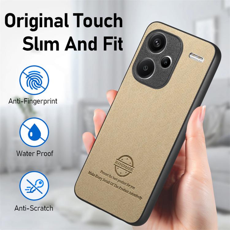 For Redmi Note 13 Pro+ Twill Fabric Leather Skin Back Phone Case