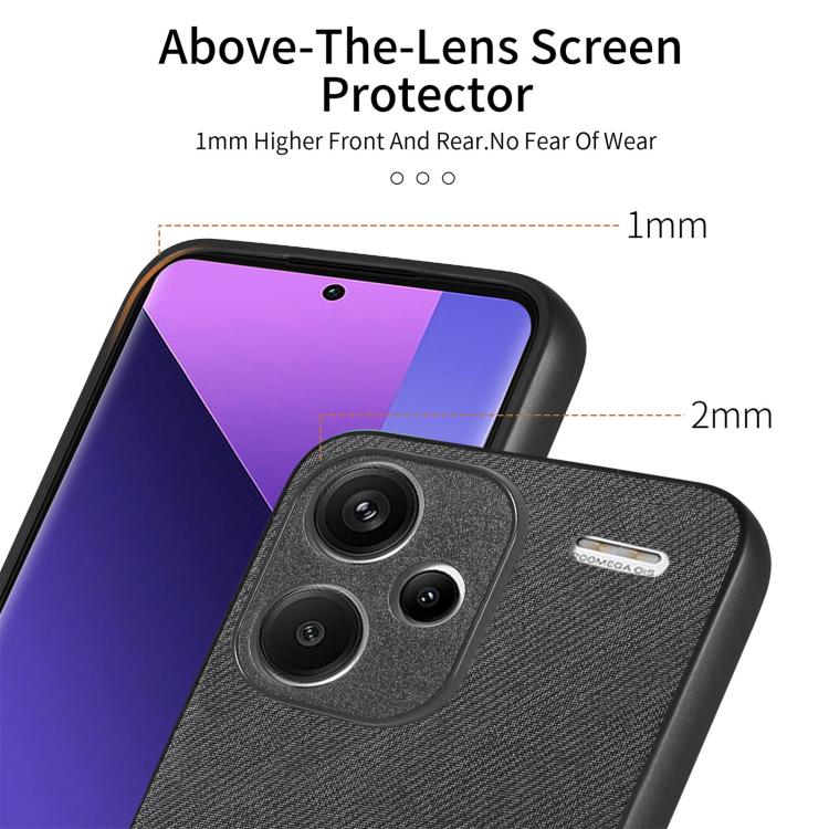 For Redmi Note 13 Pro+ Twill Fabric Leather Skin Back Phone Case
